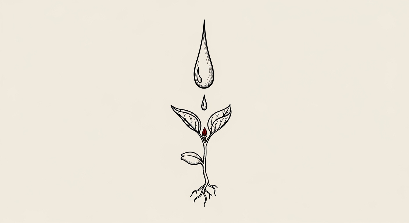 Illustration of a teardrop sprouting into growth