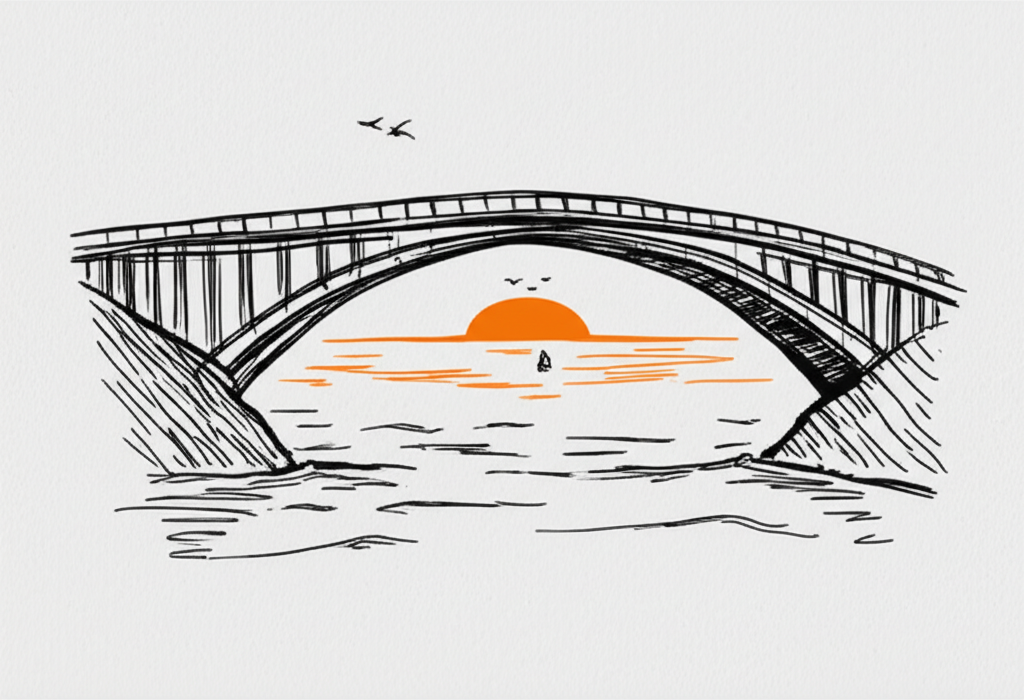 Symbolic bridge sketch representing connection and healing